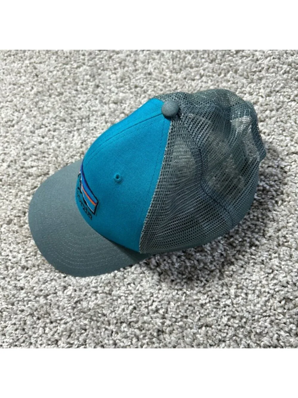 Patagonia Blue Fitz Roy Horizons Trucker Hat & Adjustable Straps